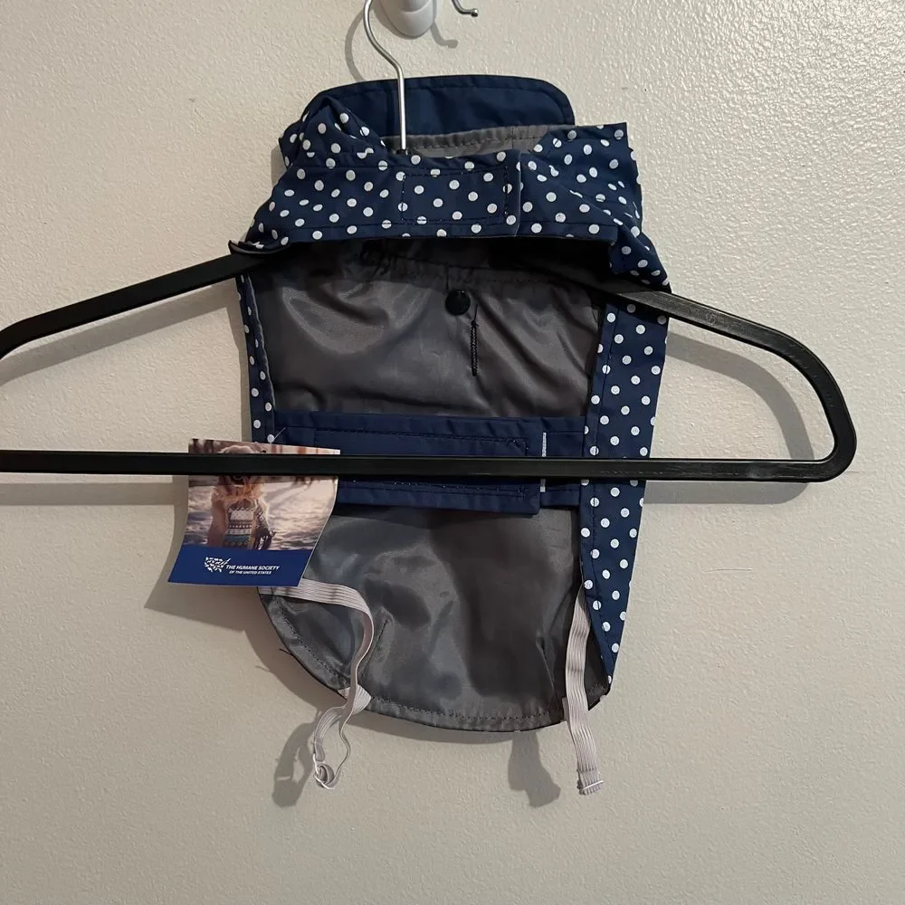 Rain‎ Jacket for dog XS  Blue with white polka dots  The Humane Society